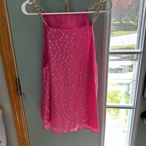 Pink Sleeveless Top with Gold Accents